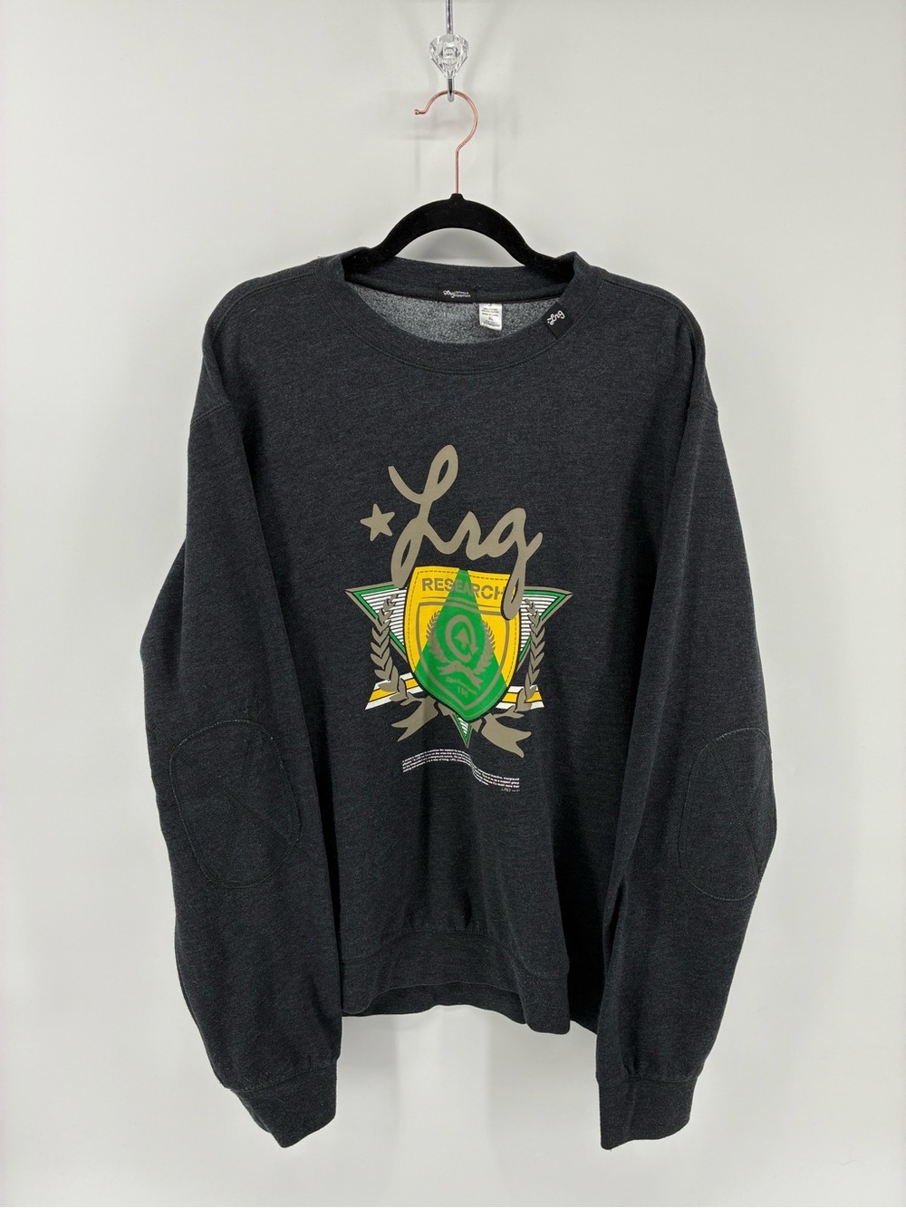 LRG Grey and Green Graphic Crewneck Sweater